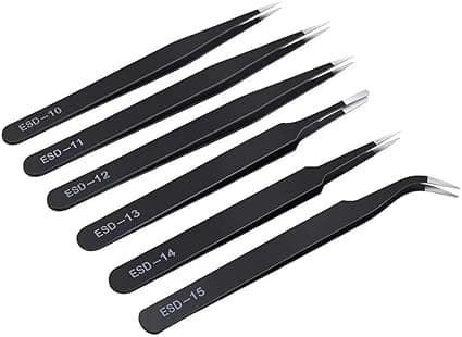 kaverme 6PCS Precision Tweezers Set Anti-Static